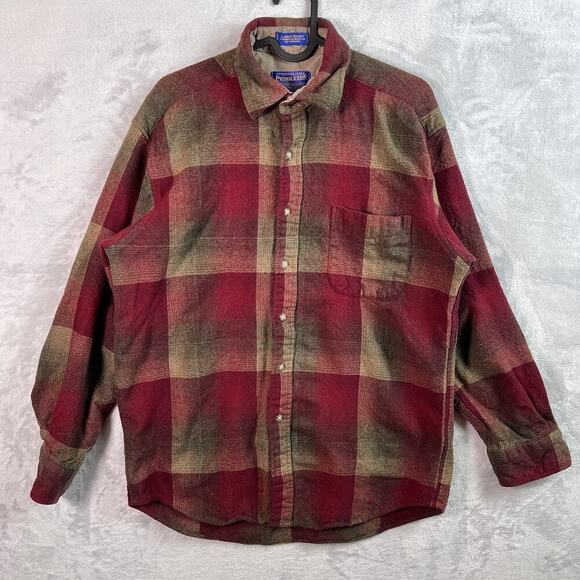 Pendleton Lodge Shirt Men's Medium Shacket Flannel Wool Red Button Down Outdoor - Picture 2 of 16